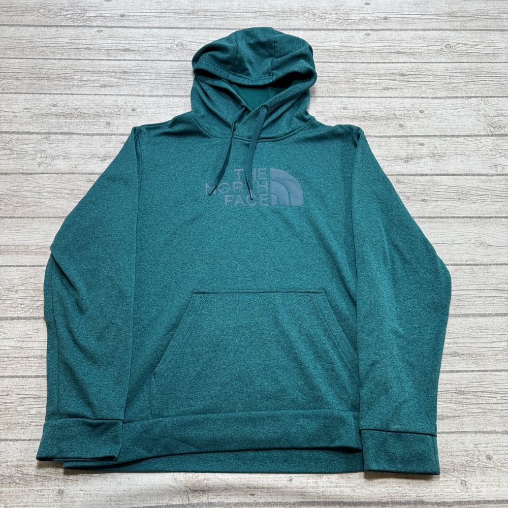 The North Face Hoodie Men's L Teal Heather Fleece Pullover Sweatshirt Gorpcore